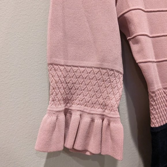 Ted Baker Dyana Frill Knitted Fit & Flare Dress Pink & Navy 2 - Picture 4 of 7